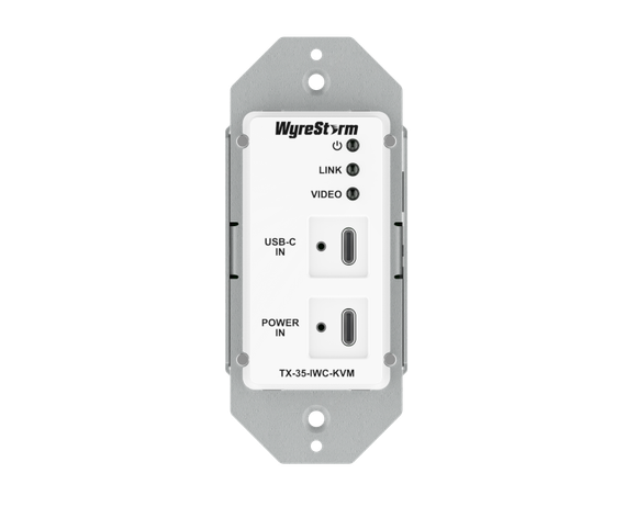 Wyrestorm TX-35-IWC-KVM - встраиваемый в стену HDBT передатчик Type-C по витой паре до 70 м (FullHD), 35 м (4K), DP Alt Mode, HDCP 2.2, PoH, RS232, USB 2.0