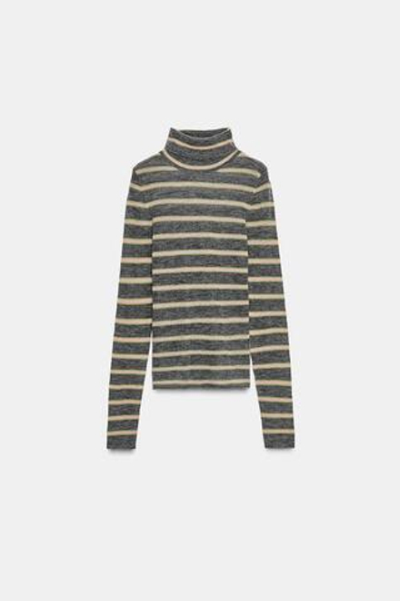 ZARA СВИТЕР В ПОЛОСКУ ИЗ ТОНКОГО ТРИКОТАЖА, РАЗНОЦВЕТНЫЙ