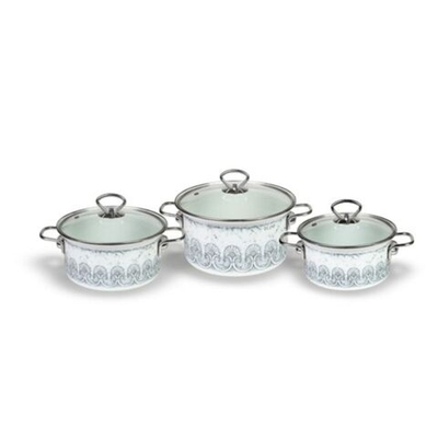 Набор эмалированной посуды 6 пр, кастрюли 1.9,2.5,3.7 л, Керчь, Олим-1 Элит, бел