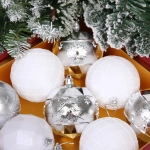 Новогодние шары «Волшебный вальс» 8 см (набор 12 шт), Серебро/Белый