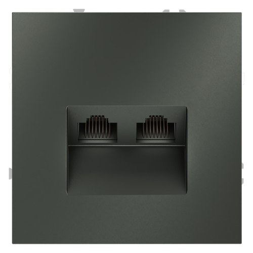 Розетка компьютерная встраиваемая VOLTUM S70 двойная RJ45+RJ45 кат.6, (титан)