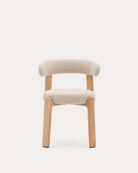 Стул Granite на 4 ножках, бежевый шенилл, массив ясеня в натуральном цвете