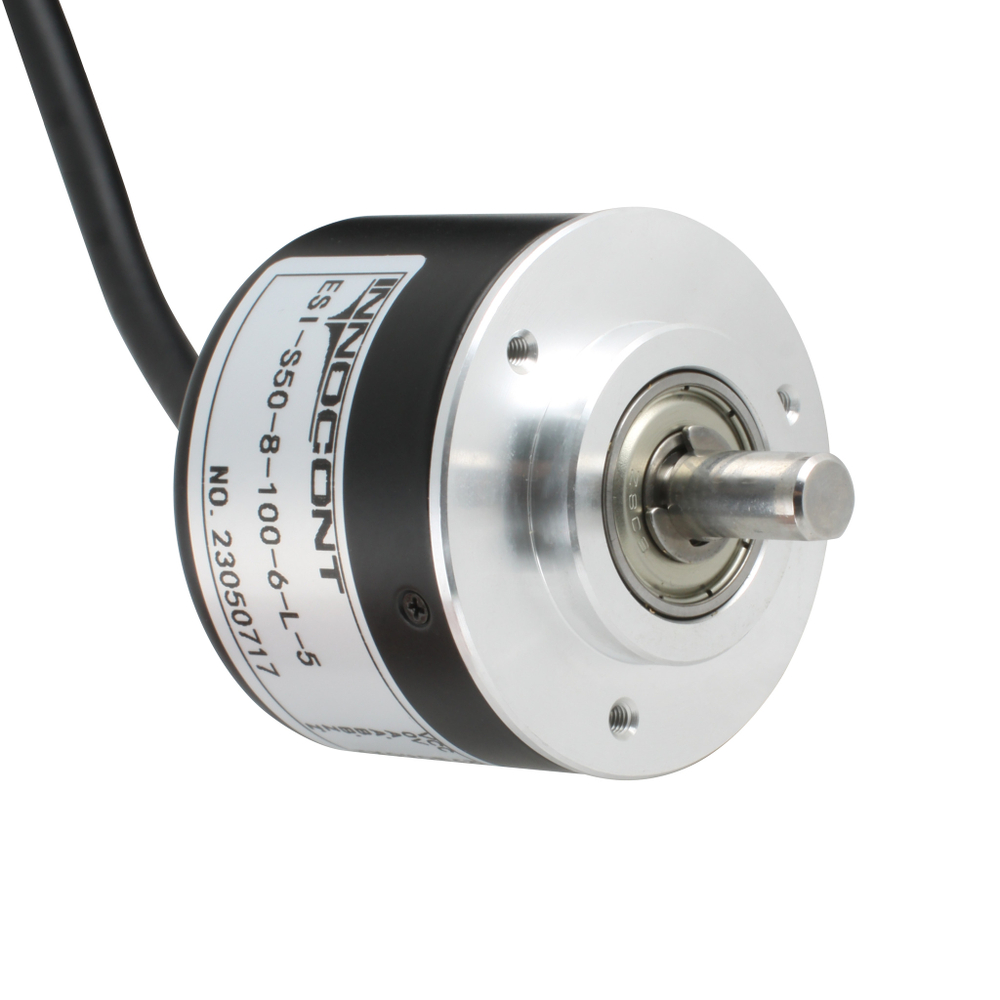 Инкрементальный энкодер INNOCONT D=40мм, выступающий вал 6мм, 5000 имп/об, 5VDC, выход TTL, IP54, -20…+80°C, радиальный кабель 2м