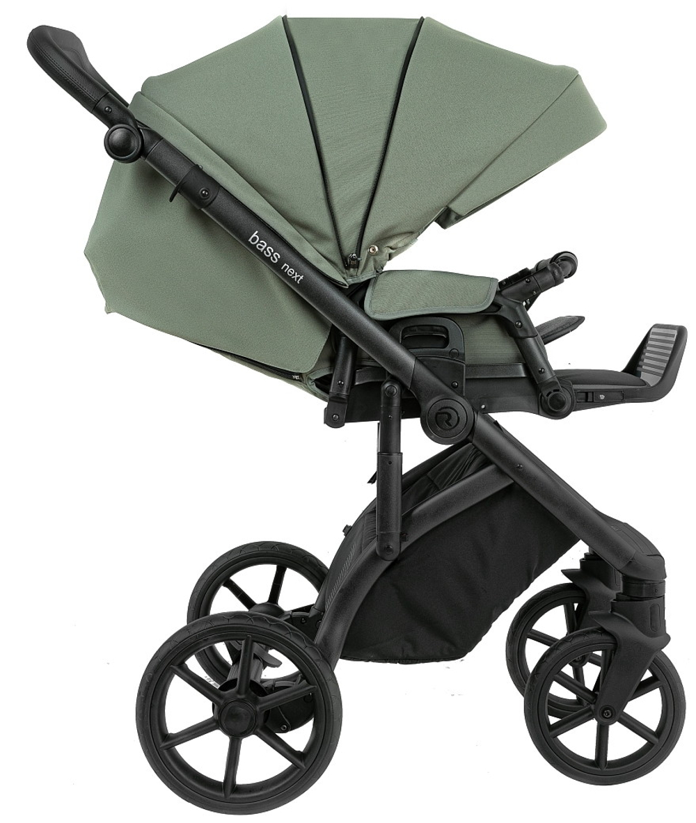 Детская коляска Roan Bass Next 2.0 3 в 1 с автокреслом Pituso Baesa Pro Black BSN/43/2 Sage Green/Black/руч.Black