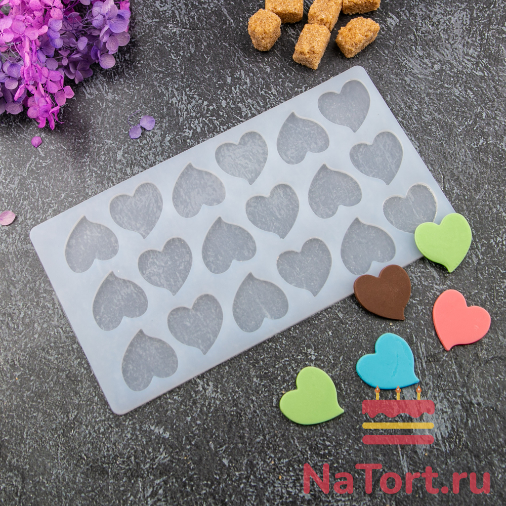 Силиконовый мат для отливки шоколада «Мини сердечки»