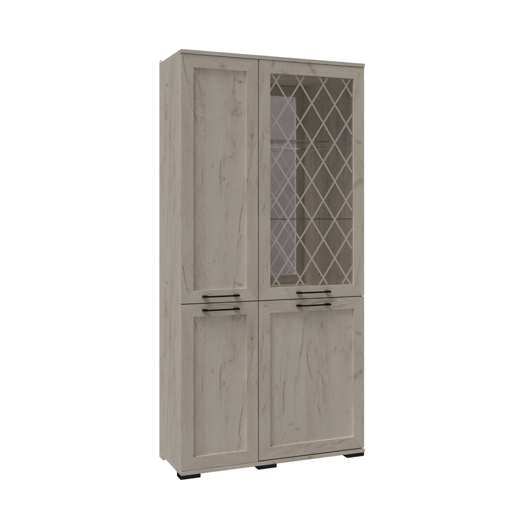 Гостиная София Шкаф с полками и витриной СШ-2 дуб крафт белый