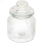 Банка для продуктов стеклянная 1100 мл с крышкой полоски