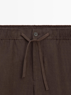 Massimo Dutti Льняные спортивные брюки, коричневый