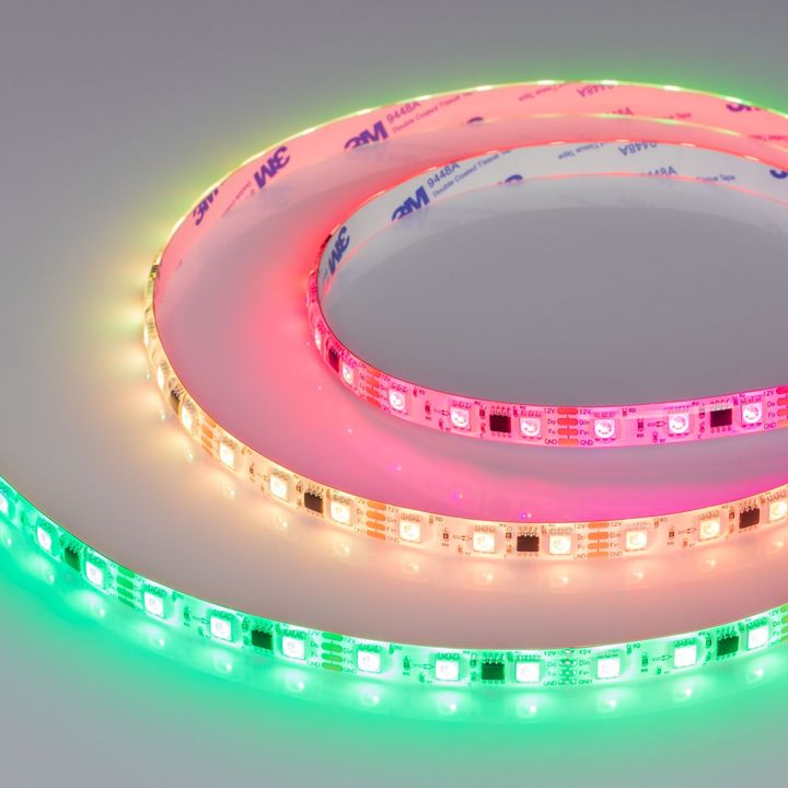 Светодиодная лента Arlight 12W/m 60LED/m 5060SMD разноцветный 5М SPI-SE-B60-10mm 12V 039597