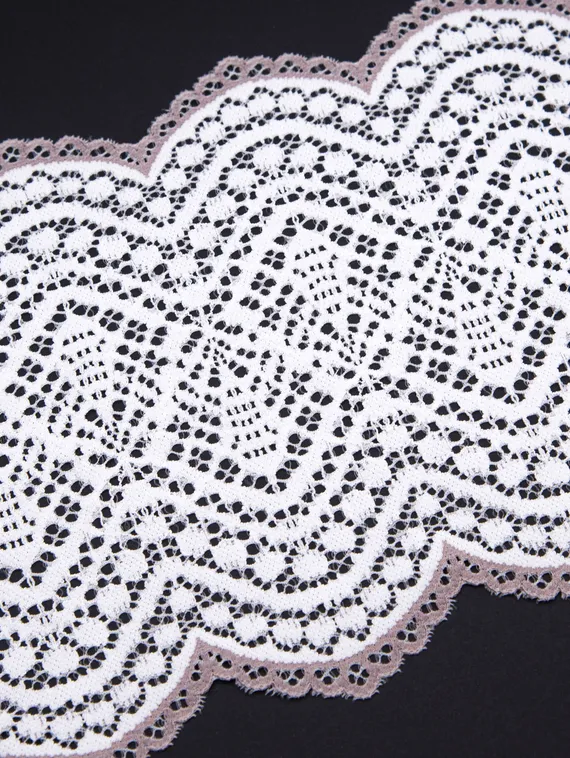 03-177 ОПТ Кружево эластичное 17 см, белый/темно-лиловый