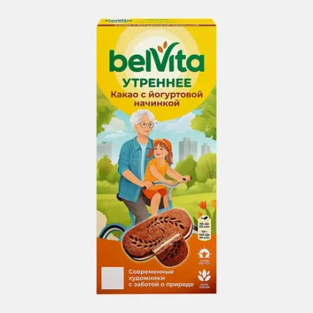 Печенье Утреннее со злаками какао и йогуртовой начинкой Belvita 253г