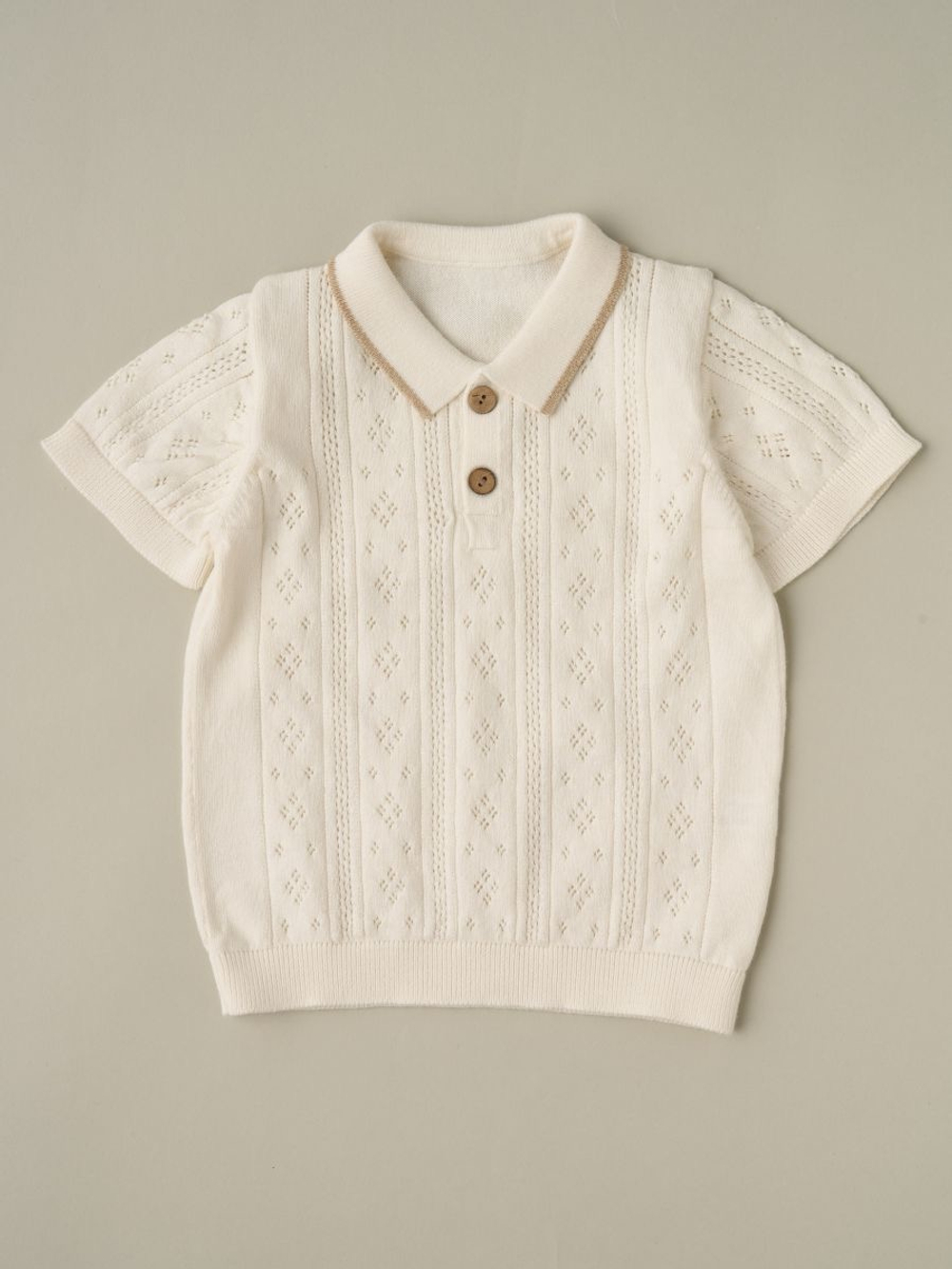 Рубашка-поло и шорты вязаные, Экрю/бежевый