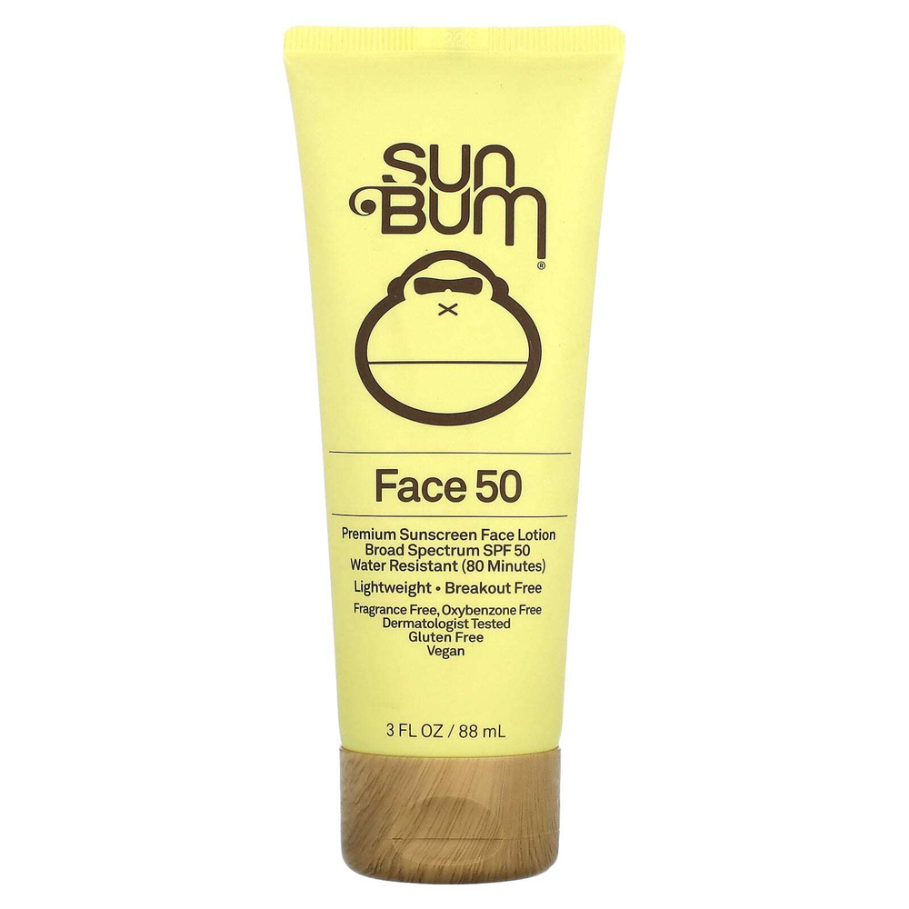 Sun Bum, Премиальный солнцезащитный лосьон для лица, SPF 50, без отдушек, 88 мл (3 жидк. унц.)