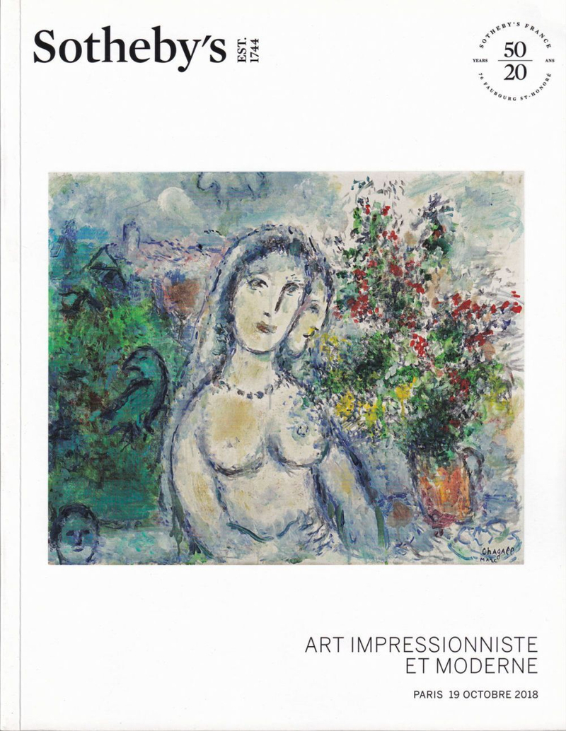 Каталог аукциона Sotheby's, Париж, Импрессионизм и искусство первой половины ХХ века от 19 октября 2018 года