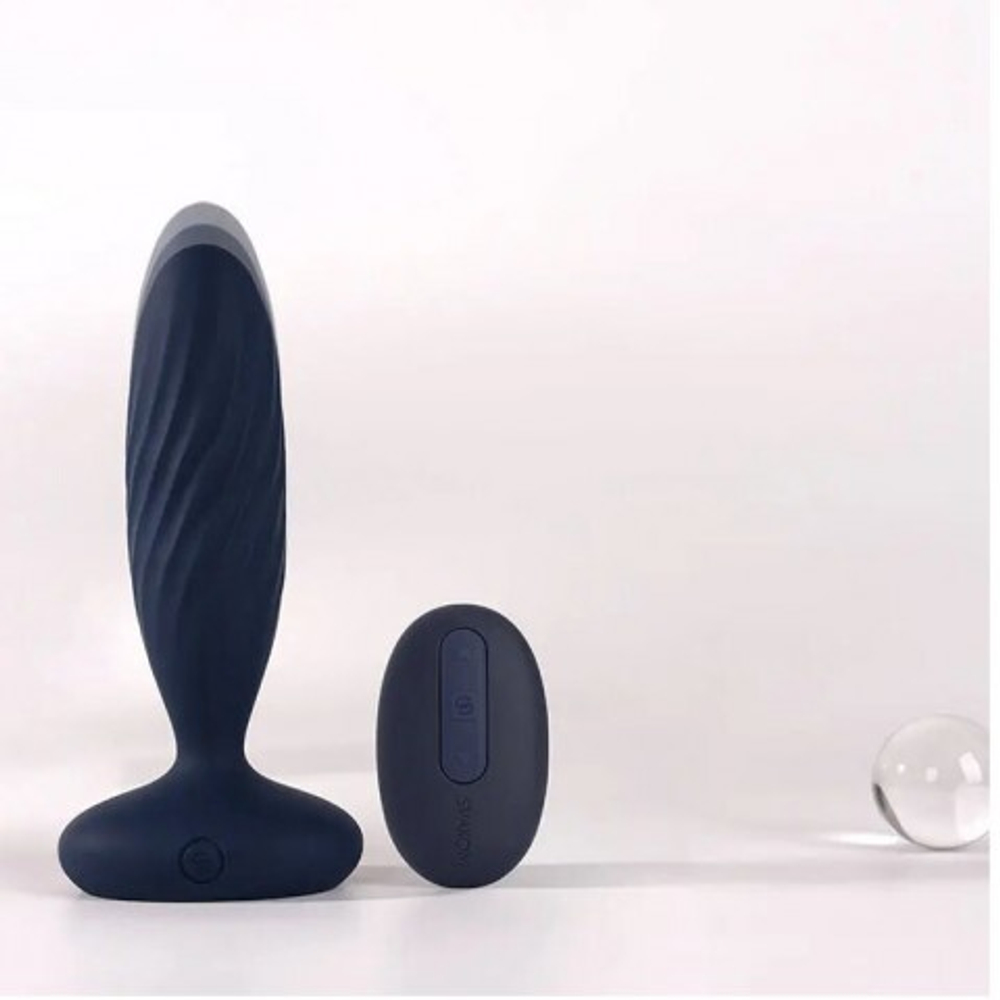 Анальная вибропробка Jordan темно-синяя с поступательными движениями от SVAKOM