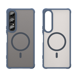 Чехол с MagSafe для Sony Xperia 1 VII (1-7), синие боковые рамки и тонированная прозрачная крышка
