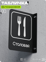 Табличка Столовая флажковая на стену, двусторонняя с крепежом, 19 х 25 см, для офиса, кафе, ресторана, серия COSMO, Айдентика Технолоджи