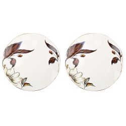 Тарелка (с элементами золота) "Олеандр" 25*25*2,5см. (min6) (транспортная упаковка)