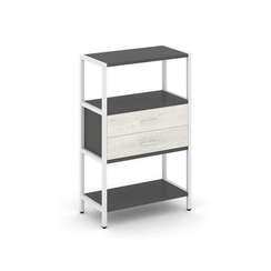 Shelf System Односекционный стеллаж трехярусный с ящиками SN.STM-312 Антрацит/Дуб Наварра/Металл Бел