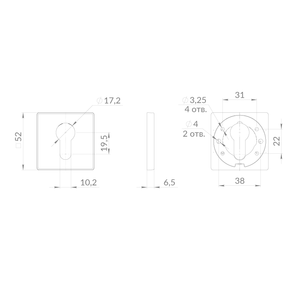 Накладка под цилиндр ET.K.EST.Q52 SSG-39 сатинированное золото