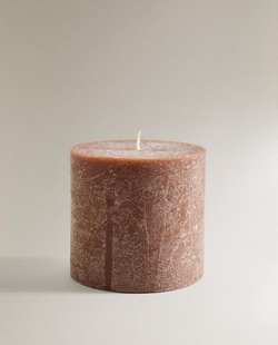ZARA HOME МАЛЕНЬКАЯ ЦИЛИНДРИЧЕСКАЯ АРОМАТИЧЕСКАЯ СВЕЧА "СОЛЕНАЯ КАРАМЕЛЬ", КОРИЧНЕВАТЫЙ