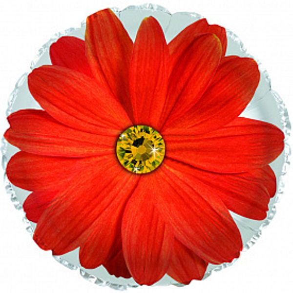 Шар круг Цветок Гербера оранжевая 45см