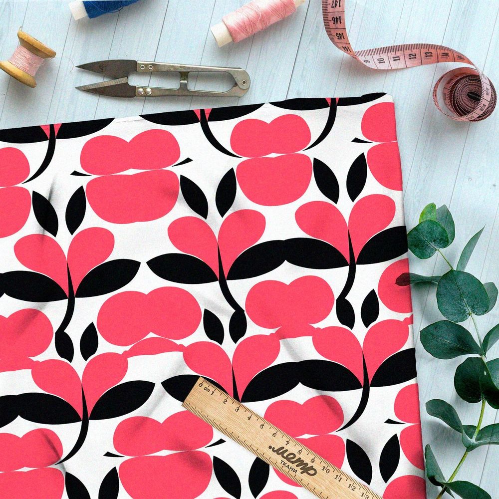 Ткань премиум дюспо цветочный калейдоскоп