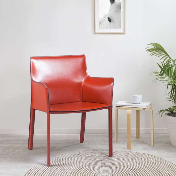 Стул с подлокотниками Barrie красная кожа