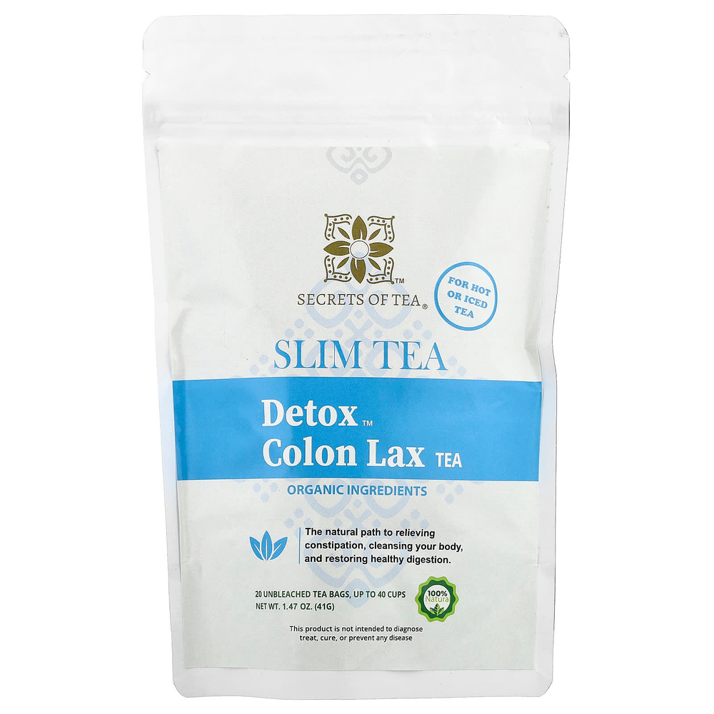 Secrets of Tea, Slim Tea, чай Detox™ для расслабления кишечника, 20 неотбеленных чайных пакетиков, 41 г (1,47 унции)