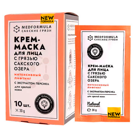 Крем маска для лица с грязью сакского озера для зрелой кожи с экстрактом персика