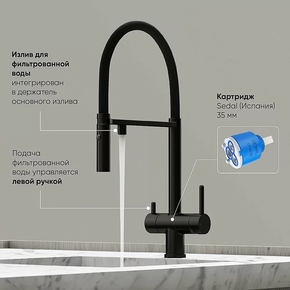 Смеситель для кухни Sancos Imola SC4010MB черный матовый