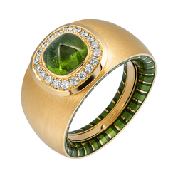 Кольцо с Турмалином и Бриллиантами, Эмаль, R0176-71/2