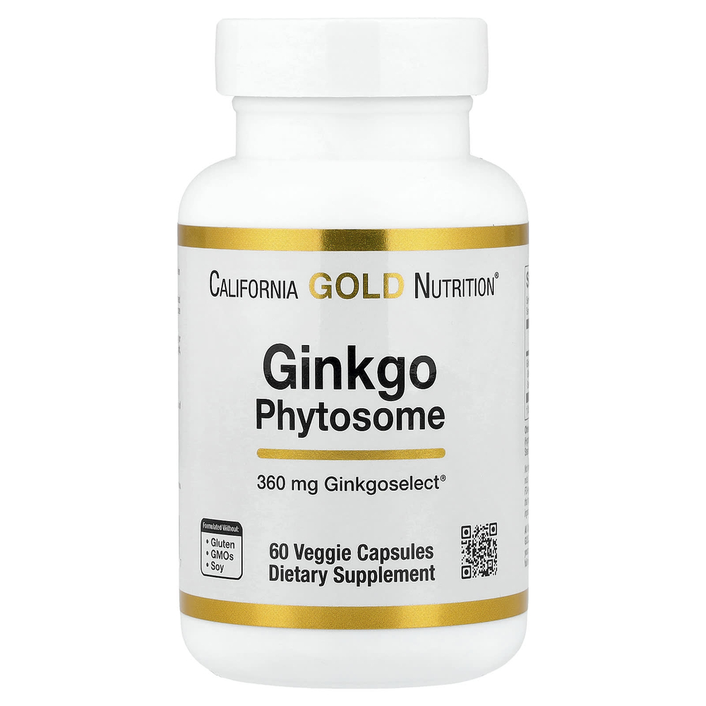 Super Nutrition, Ginkgo Phytosome, фитосомы гинкго, 360 мг, 60 растительных капсул