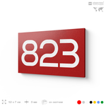 Номер на дверь 823, табличка на дверь для офиса, квартиры, кабинета, аудитории, склада, красная 120х70 мм, Айдентика Технолоджи