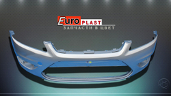 Передний бампер серебристый Ford Focus 2 2007-2009
