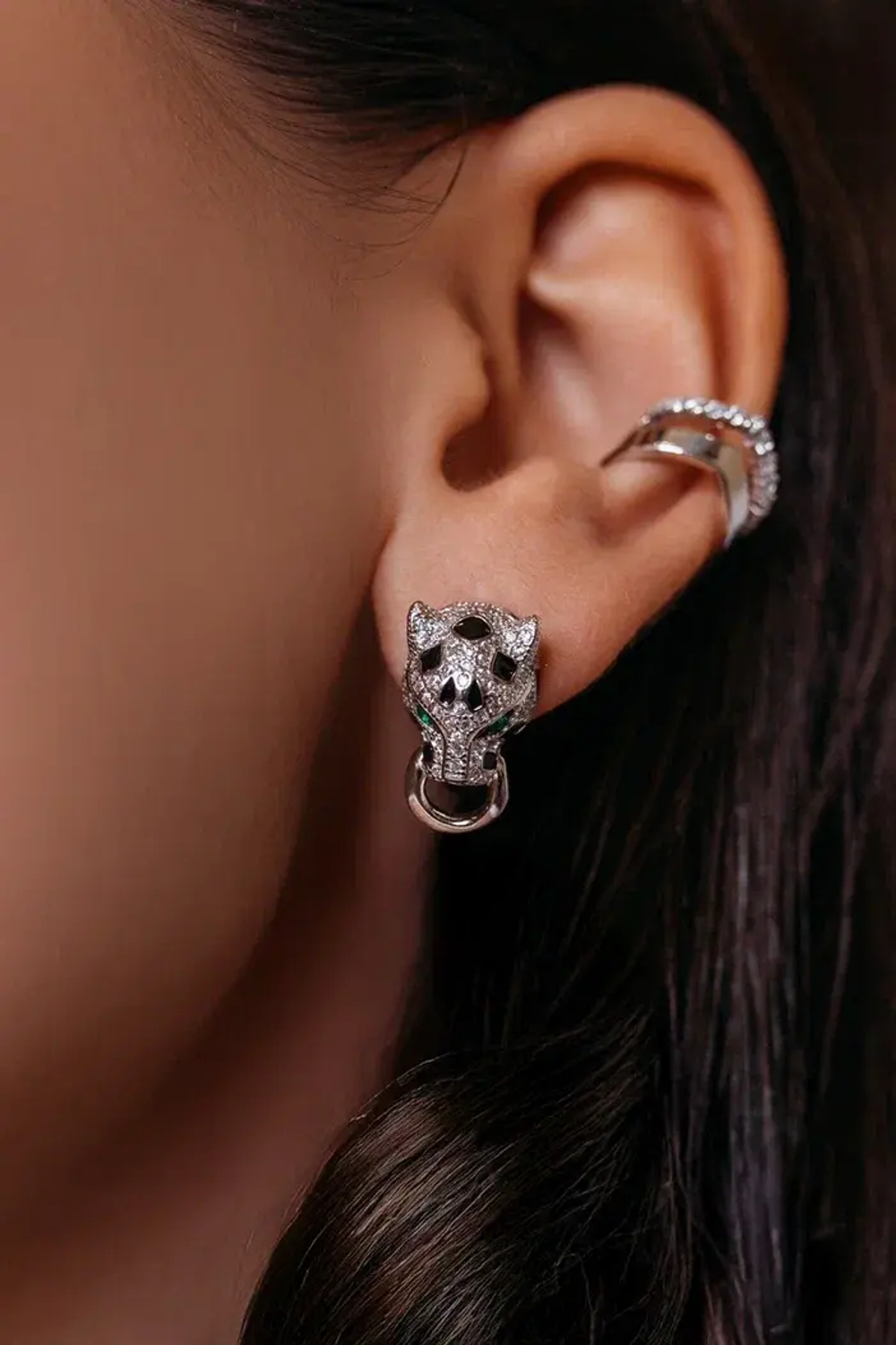 Кафф "Галочка" двойной с фианитами