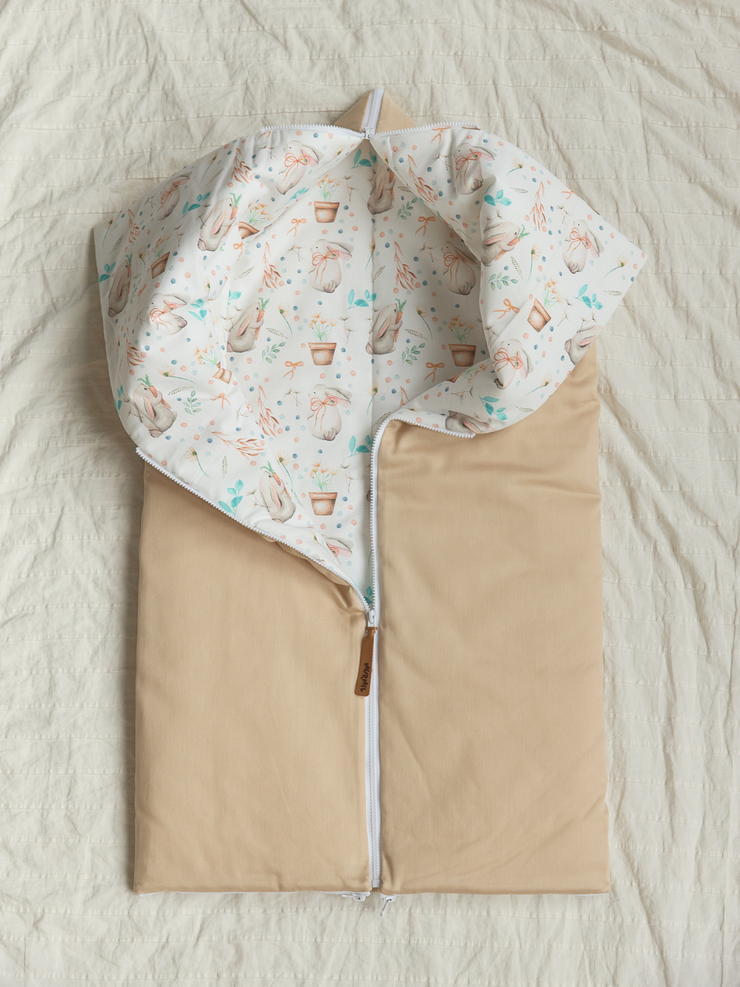 Конверт-трансформер Бежевый/Зайчики с горшочками