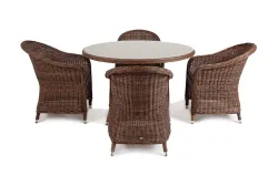"Равенна" обеденная группа плетеная, цвет коричневый