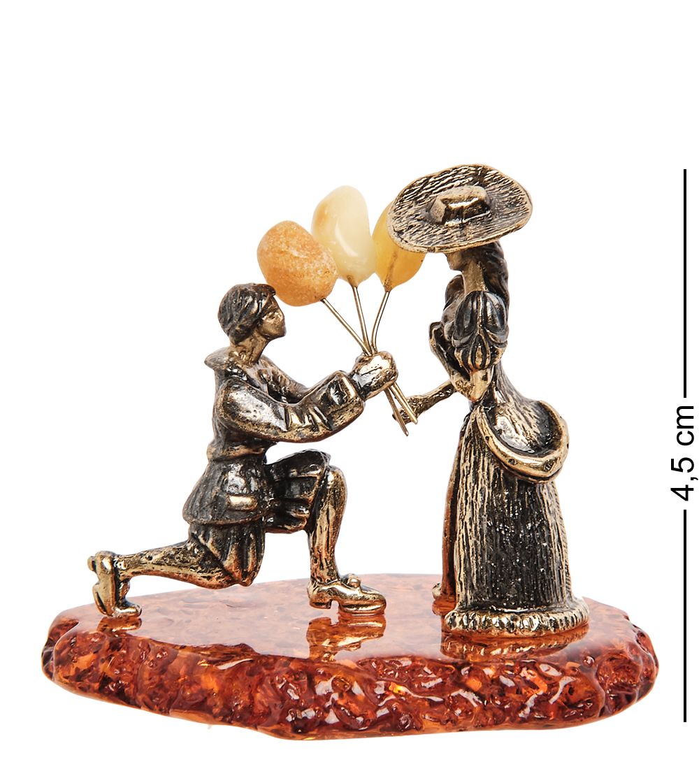 Народные промыслы AM- 237 Фигурка «Влюбленные» (латунь, янтарь)