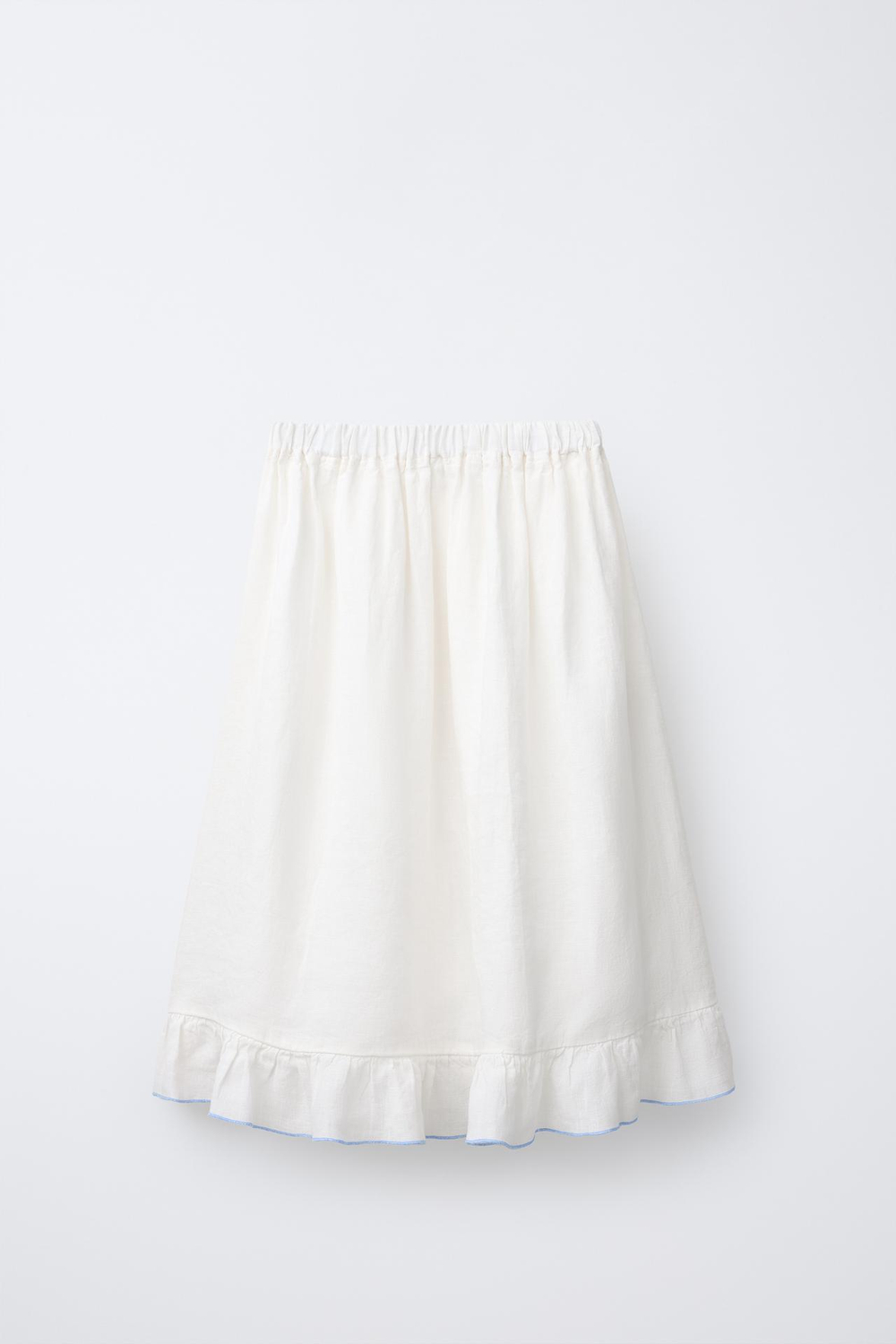 ZARA ЮБКА МИДИ ИЗ 100% ЛЬНА, СВЕТЛЫЙ ЭКРЮ