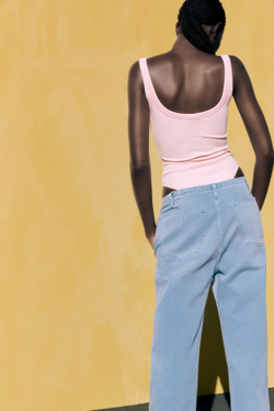 ZARA БОДИ В РУБЧИК, РОЗОВЫЙ