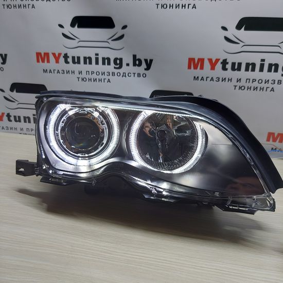 Передние фары angel eyes led black для BMW 3 E46
