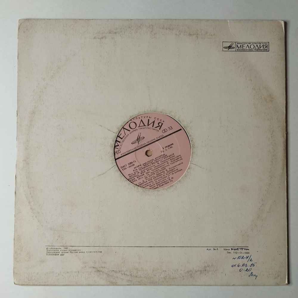 Винтажная виниловая пластинка LP ВИА Орэра (СССР 1976) Любите Русскую Природу