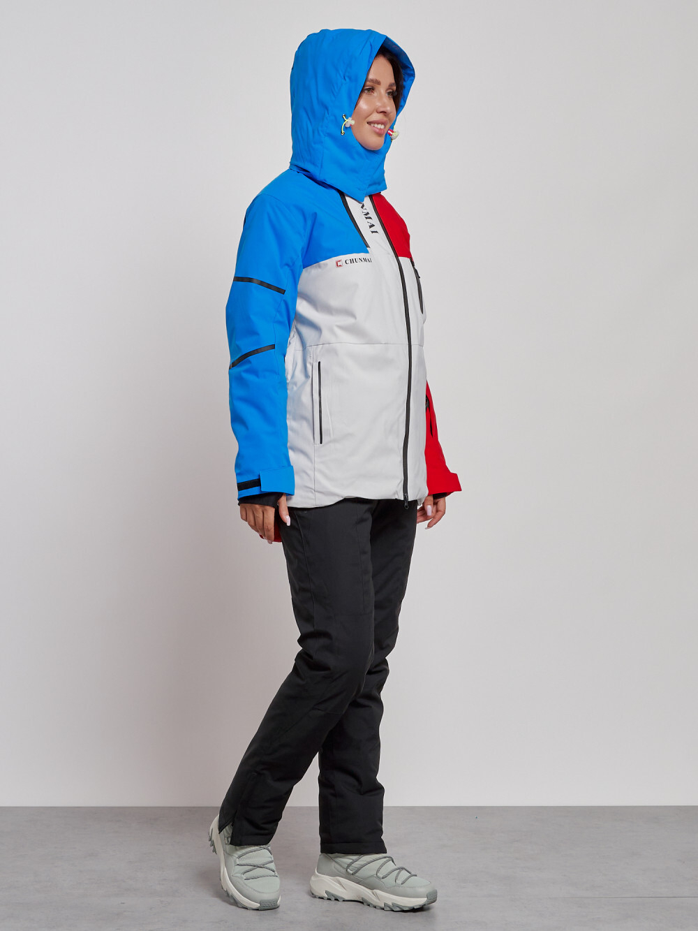 Горнолыжный костюм женский зимний красного цвета 02322Kr