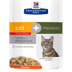 Hill's Feline c/d + Metabolic Urinary Stress 85 г - диета консервы (пауч) для кошек для контроля веса и лечения МКБ при стрессе