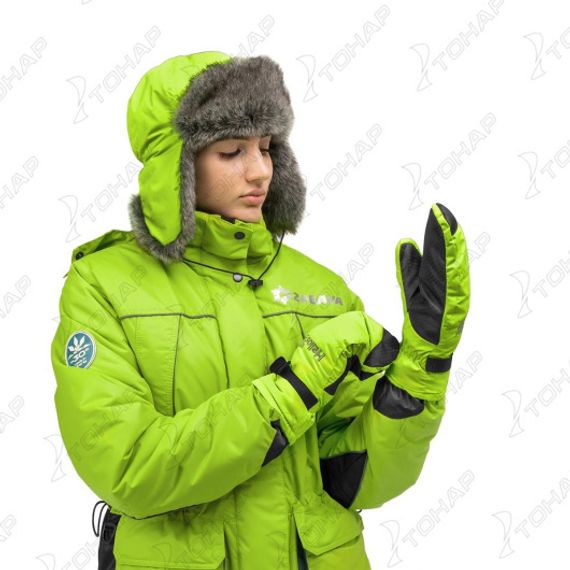 Варежки женские ZABAVA, лайм/черный Helios