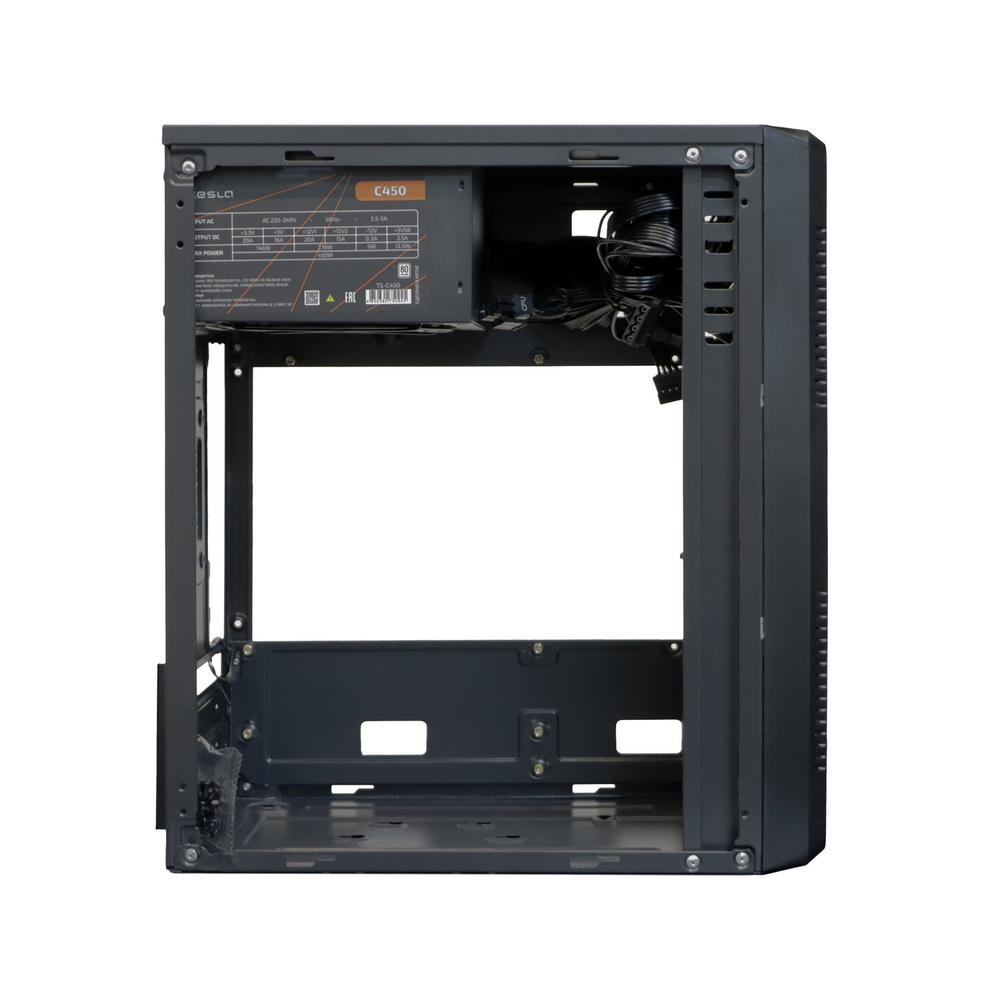 Корпус TESLA 1703BM, БП:450W, mATX, чёрный, 2xUSB2 (TSL-1703-450W-BM)