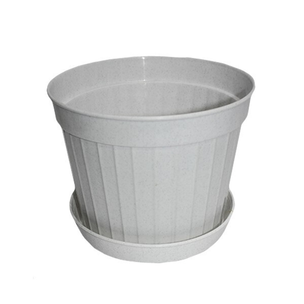 Горшок для цветов пластиковый 4л «Классик» №7 с поддоном мраморный