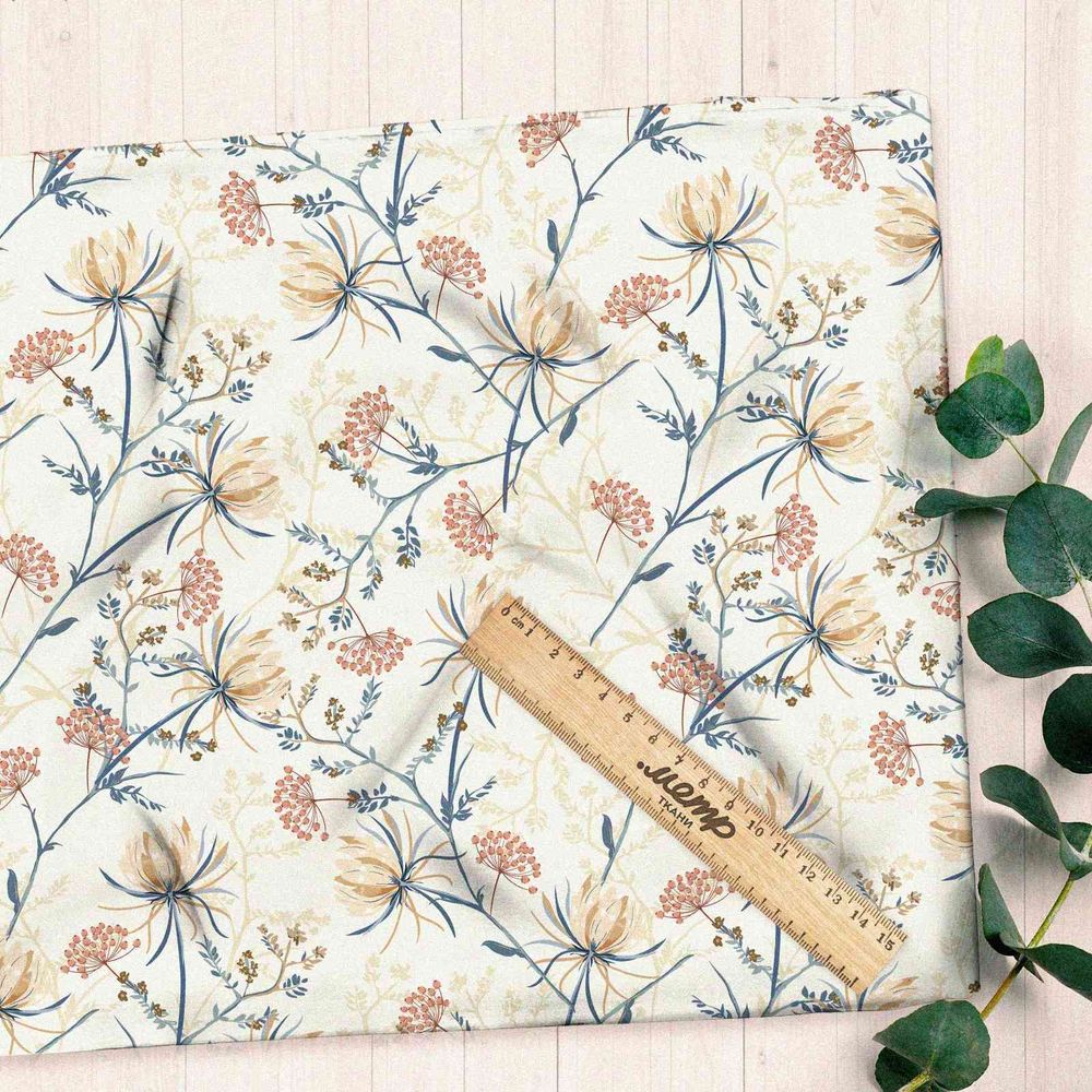 Ткань футер 2-х нитка нежные соцветия