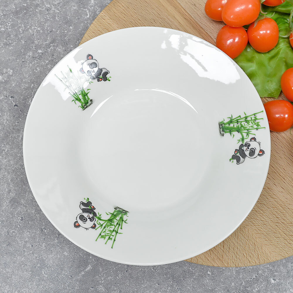 Тарелка 200мм глубокая 250мл, Панда, фарфор